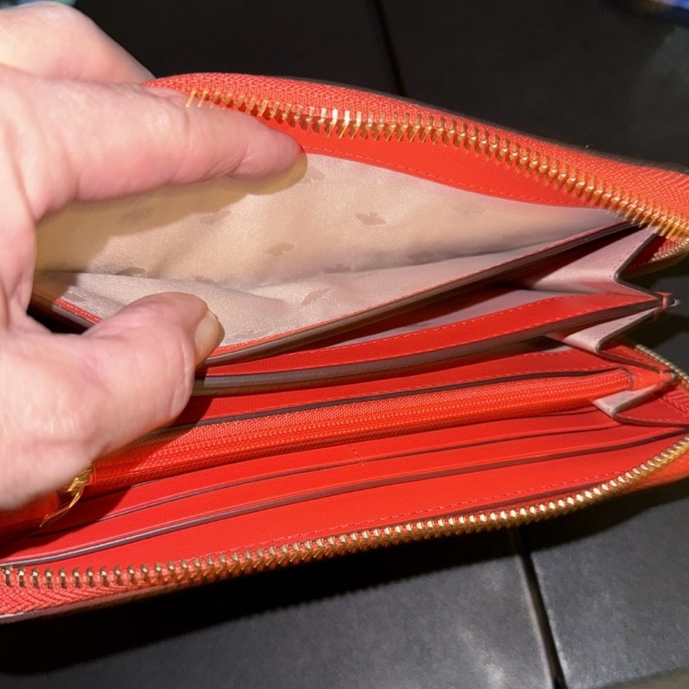 Kate Spade, $220 Rtl, Geranium Frannie Lg Zip Around Wallet, NWT, Gorgeous Color - Picture 10 of 13